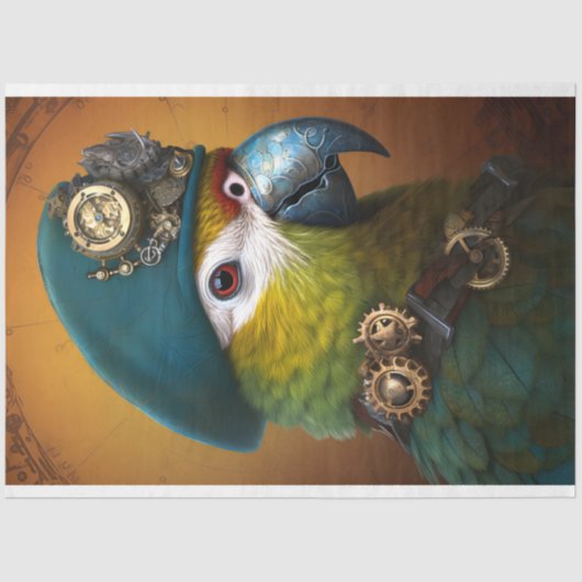 Parrot Steampunk 2 Decoupage Paper Seidenpapier (Vorderseite)