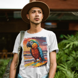 Parrot Surfing Niedliche farbenfrohe Comic Illustr T-Shirt