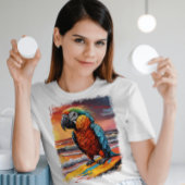 Parrot Surfing Niedliche farbenfrohe Comic Illustr T-Shirt