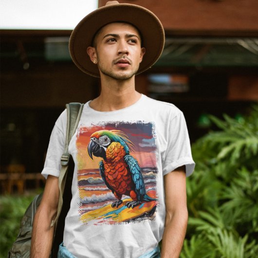 Parrot Surfing Niedliche farbenfrohe Comic Illustr T-Shirt