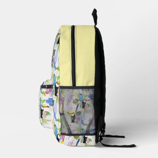 Parrot & Toucan Tropical Pattern 3-Buchstaben-Mono Bedruckter Rucksack (Rechts)