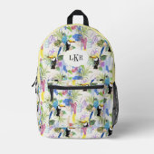 Parrot & Toucan Tropical Pattern 3-Buchstaben-Mono Bedruckter Rucksack (Vorderseite)