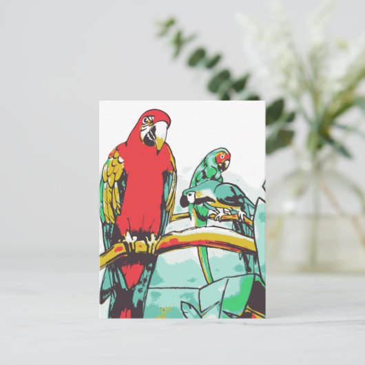 Parrot Trio Postkarte (Stehend Vorderseite)