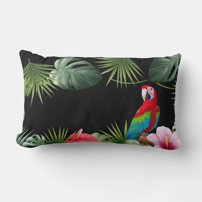 Parrot Tropische Blume Kissen (Vorderseite)