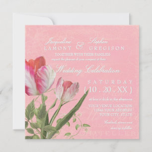 Parrot Tulip Botanische Vintage Hochzeit Einladung