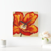 Parrot Tulip I Quadratische Wanduhr (Zuhause)