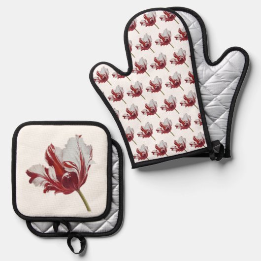 Parrot Tulip long Ofenhandschuh & Topflappen-Set (Vorderseite/Rückseite)