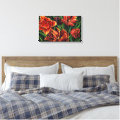"Parrot Tulips Triptych" Canvas Print Leinwanddruck (Insitu (Schlafzimmer))