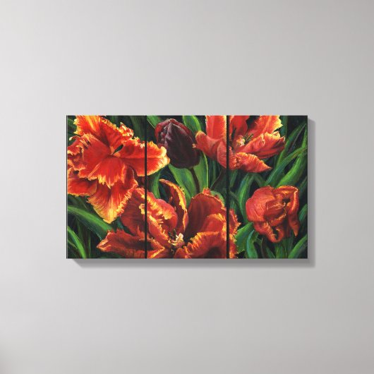 "Parrot Tulips Triptych" Canvas Print Leinwanddruck (Vorderseite)