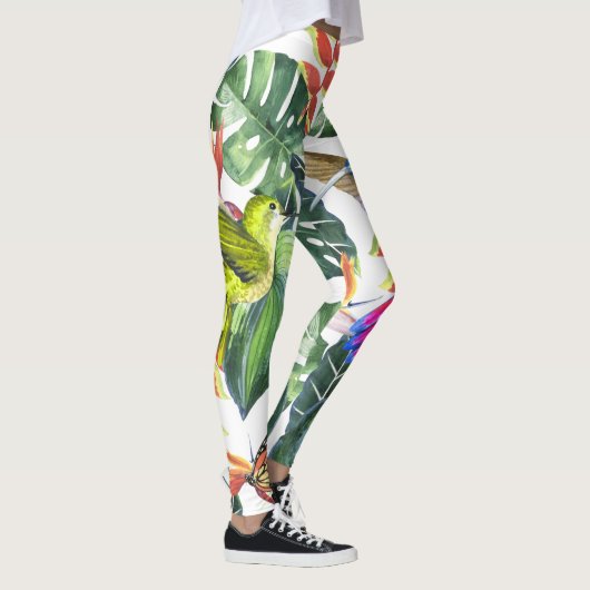 Parrot und Hummingbird tropisch Leggings (Rechts)