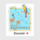 Parrot Vacation Map Bahamas Sticker Cruise (Blatt)