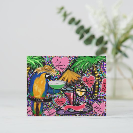 Parrot Valentine Postkarte (Stehend Vorderseite)