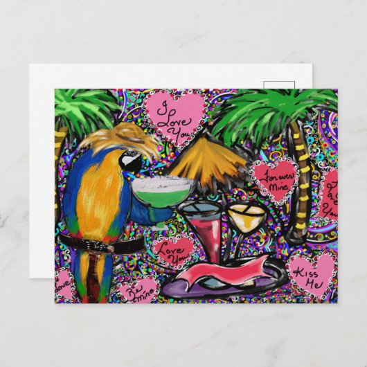 Parrot Valentine Postkarte (Vorne/Hinten)