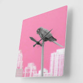 ~Parrot~ WALL CLOCK, PINK, KÜMMERN SIE! Quadratische Wanduhr (Winkel)