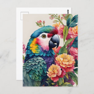 Parrot Wasserfarbenwelt Multicolor Kunst Postkarte