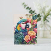 Parrot Wasserfarbenwelt Multicolor Kunst Postkarte (Stehend Vorderseite)