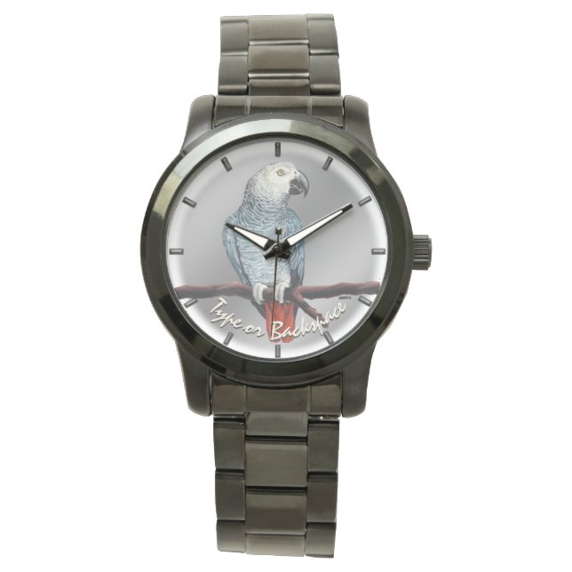 Parrot Watch African Gray Wristwatch Personalisier Armbanduhr (Vorderseite)