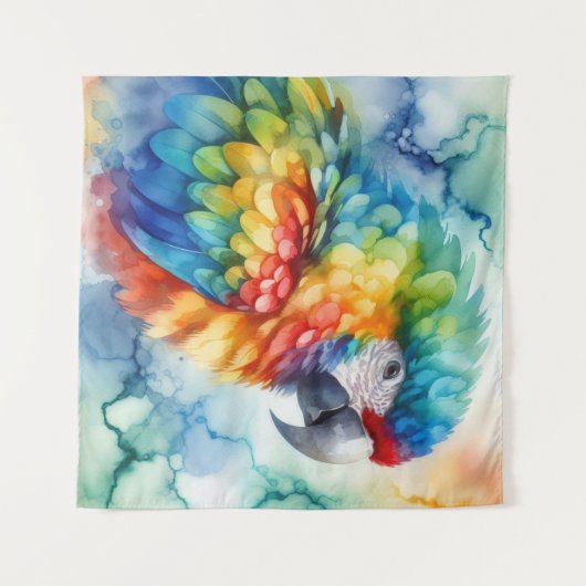 Parrot Watercolor Wandteppich (Vorderseite (Horizontal))