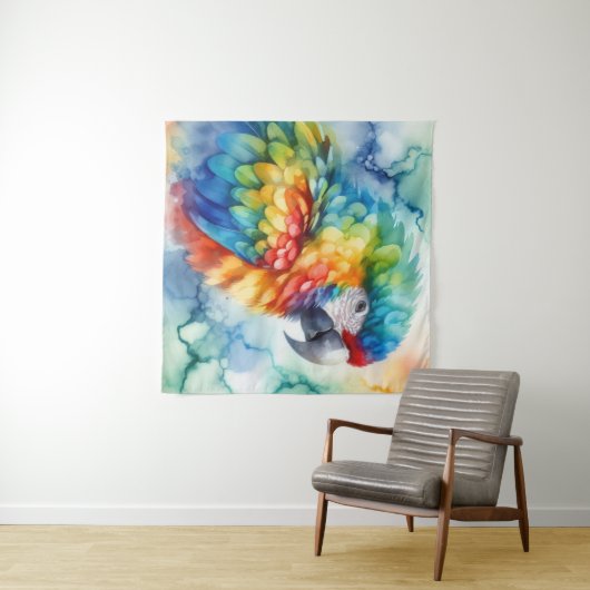 Parrot Watercolor Wandteppich (Beispiel (Horizontal))