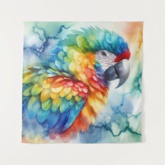 Parrot Watercolor Wandteppich