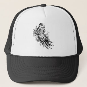 Parrot Wild Animal Nature Illustration Art Tattoo Truckerkappe