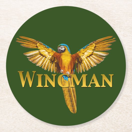 Parrot Wingman Runder Pappuntersetzer (Vorderseite)