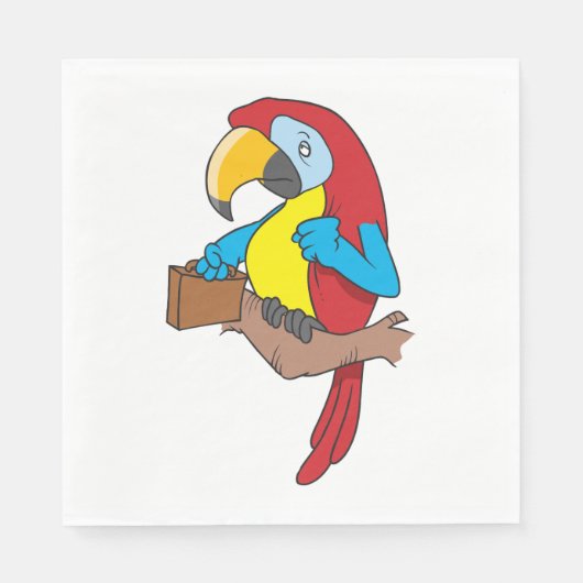 Parrot With A Briefcase Napkins Serviette (Vorderseite)