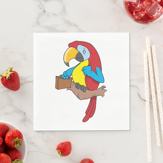 Parrot With A Briefcase Napkins Serviette