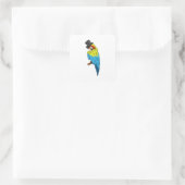Parrot with Cylinder Quadratischer Aufkleber (Tasche)