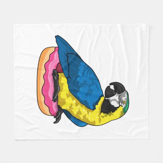 Parrot with Donut Fleecedecke (Vorderseite (Horizontal))