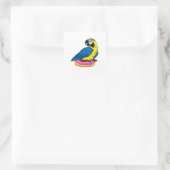 Parrot with Donut Quadratischer Aufkleber (Tasche)