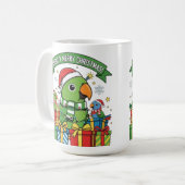 Parrot-y Merry Christmas – Cute Festive Parrot Hol Kaffeetasse (Vorderseite Links)