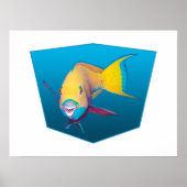 Parrotfish - blauer Hintergrund mit Designgradient Poster (Vorne)