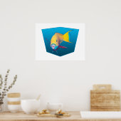 Parrotfish - blauer Hintergrund mit Designgradient Poster (Küche)