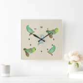 Parrotlet Flock Quadratische Wanduhr (Zuhause)