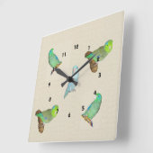 Parrotlet Flock Quadratische Wanduhr (Winkel)
