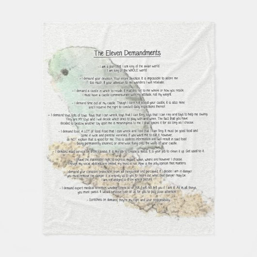 Parrotlets elf Demandments Fleecedecke (Vorderseite)