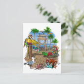 Parrots Beach Party Einladungspostkarte (Stehend Vorderseite)