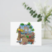 Parrots Beach Party Einladungspostkarte (Stehend Vorderseite)