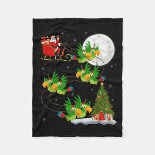 Parrots Bird Santa Sleigh Funny Magic Chr Fleecedecke