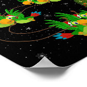 Parrots Bird Santa Sleigh Funny Magic Chr Poster (Ecke)