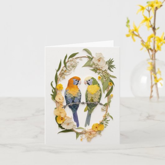 Parrots Blume Collage Art Karte (Gelbe Blume)