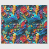 Parrots Floral Kirigami Geschenkpapier (Flach)