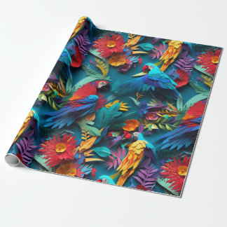 Parrots Floral Kirigami Geschenkpapier