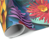 Parrots Floral Kirigami Geschenkpapier (Rolleneckpunkt)