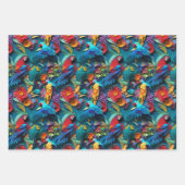 Parrots Floral Kirigami Geschenkpapier Set (Vorderseite 3)