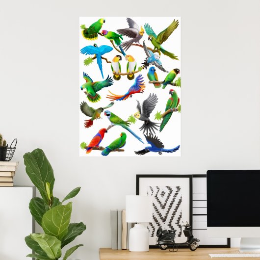 Parrots Galore Poster (Heimbüro)