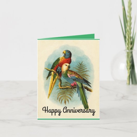 Parrots Happy Anniversary Grußkarte Feiertagskarte (Vorderseite)