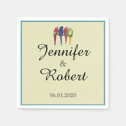 Parrots Hochzeit Serviette (Vorderseite)