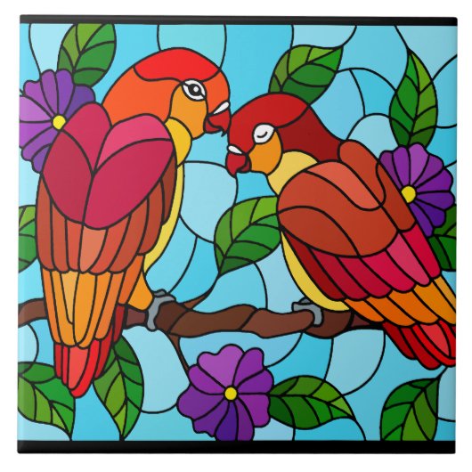 Parrots Keramik Tile Fliese (Vorderseite)